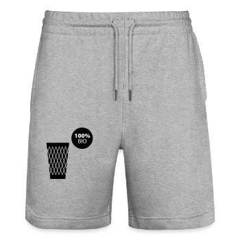Ribbed 100% BIO #Bembelshop - Stanley/Stella Trainer Unisex Organic Jogging Shorts - heather grey - Front - Nik (191cm) & Marisol (170cm)