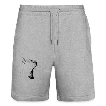 Katze, katzenmotiv, süße, geschenk, geschenkideen - Stanley/Stella Unisex Bio Joggingshorts Trainer  - Grau meliert - Vorne - Nik (191cm) & Marisol (170cm)