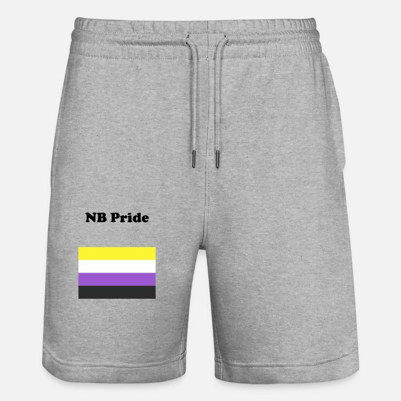 Non Binary NB Pride - Stanley/Stella Trainer Unisex Organic Jogging Shorts - heather grey