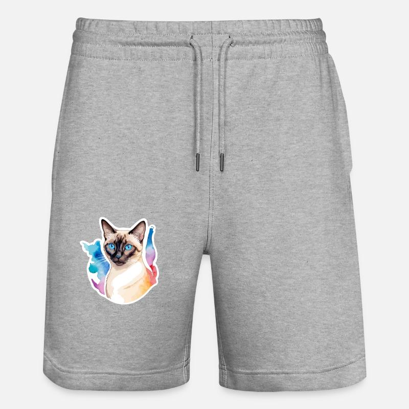Chat siamois Aquarelles - Short de jogging bio TRAINER Stanley/Stella unisexe - gris chiné