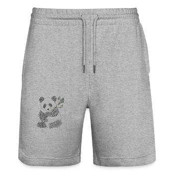 Pandabär - Stanley/Stella Unisex Bio Joggingshorts Trainer  - Grau meliert - Vorne - Nik (191cm) & Marisol (170cm)