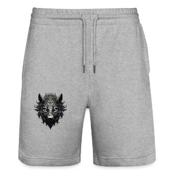 Sanglier - Short de jogging bio TRAINER Stanley/Stella unisexe - gris chiné - Devant - Nik (191cm) & Marisol (170cm)