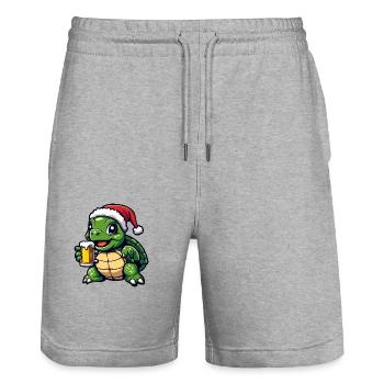 Turtle Christmas Beer Funny - Stanley/Stella Trainer Unisex Organic Jogging Shorts - heather grey - Front - Nik (191cm) & Marisol (170cm)