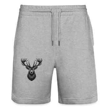 Cerf - Short de jogging bio TRAINER Stanley/Stella unisexe - gris chiné - Devant - Nik (191cm) & Marisol (170cm)