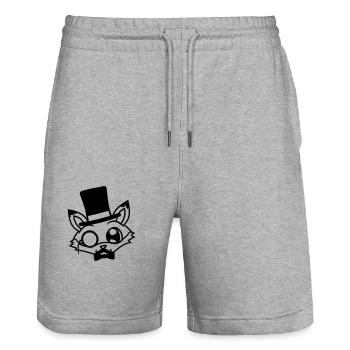 Fox Red Fox Sir Mr. Top Hat Monocle Glasses - Stanley/Stella Trainer Unisex Organic Jogging Shorts - heather grey - Front - Nik (191cm) & Marisol (170cm)