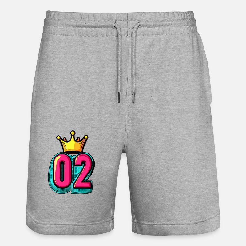Couronne à 2 chiffres - Short de jogging bio TRAINER Stanley/Stella unisexe - gris chiné