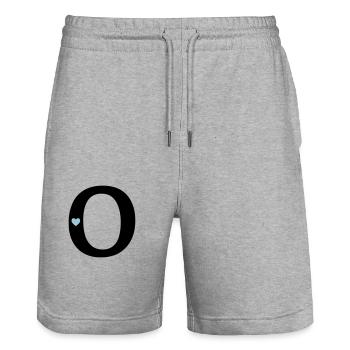 Letter O Initial point - Stanley/Stella Trainer Unisex Organic Jogging Shorts - heather grey - Front - Nik (191cm) & Marisol (170cm)
