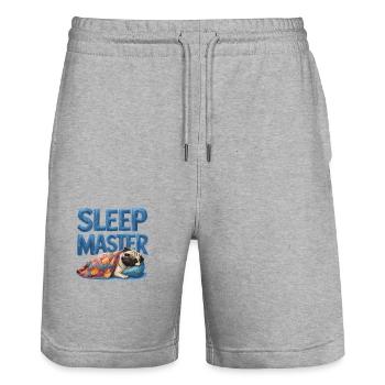 Schlafmeister Schnarchen Mops Niedlicher Hund - Stanley/Stella Unisex Bio Joggingshorts Trainer  - Grau meliert - Vorne - Nik (191cm) & Marisol (170cm)
