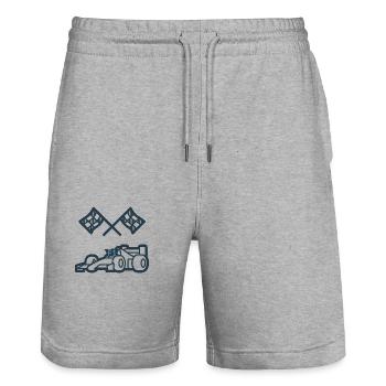MYST3RCORP RACING BLUE - Stanley/Stella Trainer Unisex Organic Jogging Shorts - heather grey - Front - Nik (191cm) & Marisol (170cm)