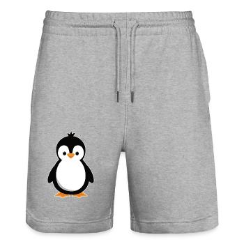 cute penguin - Stanley/Stella Trainer Unisex Organic Jogging Shorts - heather grey - Front - Nik (191cm) & Marisol (170cm)