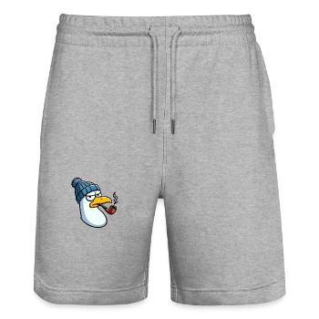 Evil Seagull Bonnet en laine et sifflet en bec - Short de jogging bio TRAINER Stanley/Stella unisexe - gris chiné - Devant - Nik (191cm) & Marisol (170cm)