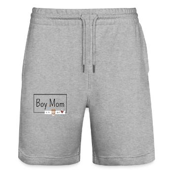 Boy Mom - Stanley/Stella Unisex Bio Joggingshorts Trainer  - Grau meliert - Vorne - Nik (191cm) & Marisol (170cm)