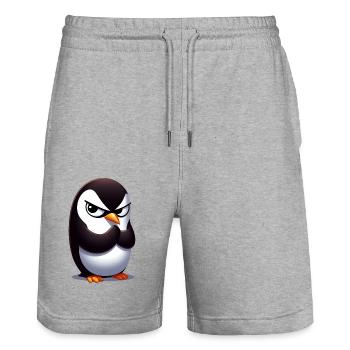 Pinguin Lustige Tiere - Stanley/Stella Unisex Bio Joggingshorts Trainer  - Grau meliert - Vorne - Nik (191cm) & Marisol (170cm)
