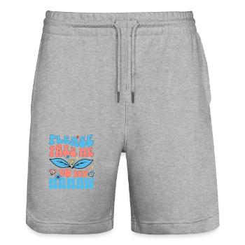 Bitte gib mich an meine Mama besonderen Großeltern weiter - Stanley/Stella Unisex Bio Joggingshorts Trainer  - Grau meliert - Vorne - Nik (191cm) & Marisol (170cm)