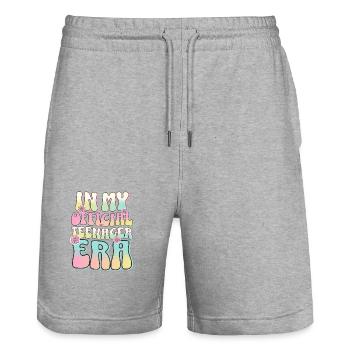 In My Official Teenager Era 13th Birthday Party - Stanley/Stella Trainer Unisex Organic Jogging Shorts - heather grey - Front - Nik (191cm) & Marisol (170cm)