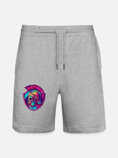 Spartan Skull Gladiator - Stanley/Stella Trainer Unisex Organic Jogging Shorts - heather grey