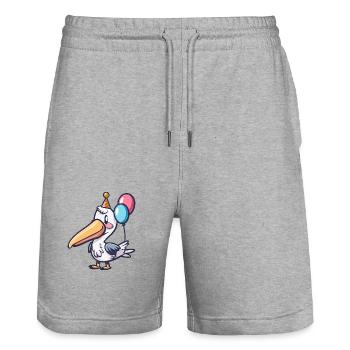 Pelican Bird Birthday Baby - Stanley/Stella Trainer Unisex Organic Jogging Shorts - heather grey - Front - Nik (191cm) & Marisol (170cm)