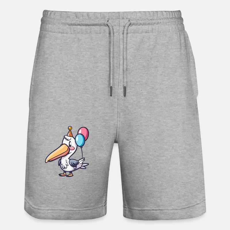 Pélican oiseau anniversaire bébé - Short de jogging bio TRAINER Stanley/Stella unisexe - gris chiné