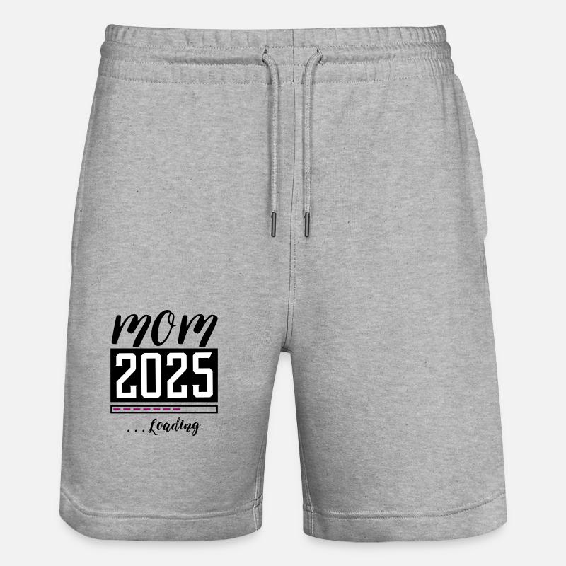 Mama 2025 Mom Loading - Stanley/Stella Unisex Bio Joggingshorts Trainer  - Grau meliert