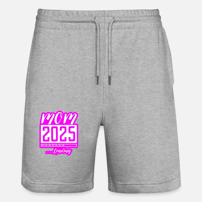 Mama 2025 Loading Mom Schwangerschaft - Stanley/Stella Unisex Bio Joggingshorts Trainer  - Grau meliert