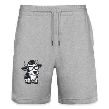 Kuh Tier - Stanley/Stella Unisex Bio Joggingshorts Trainer  - Grau meliert - Vorne - Nik (191cm) & Marisol (170cm)
