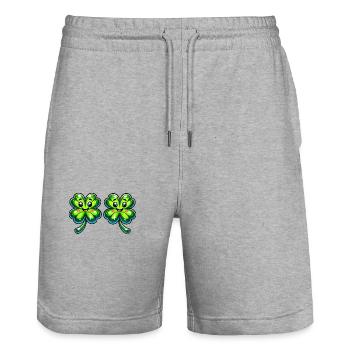 clover leaves clover leaf - Stanley/Stella Trainer Unisex Organic Jogging Shorts - heather grey - Front - Nik (191cm) & Marisol (170cm)