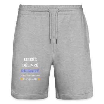 Released, Delivered, Retired - Stanley/Stella Trainer Unisex Organic Jogging Shorts - heather grey - Front - Nik (191cm) & Marisol (170cm)