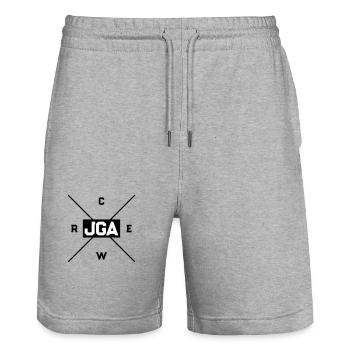 Jga Crew Junggesellenabschied - Stanley/Stella Unisex Bio Joggingshorts Trainer  - Grau meliert - Vorne - Nik (191cm) & Marisol (170cm)
