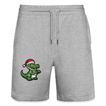 Noël de l’alligator - Short de jogging bio TRAINER Stanley/Stella unisexe - gris chiné - Devant - Nik (191cm) & Marisol (170cm)