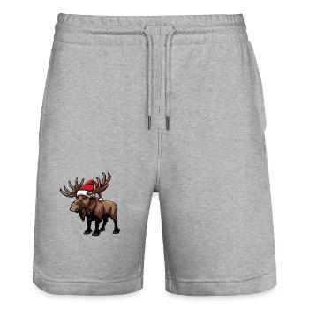 Elch Weihnachten - Stanley/Stella Unisex Bio Joggingshorts Trainer  - Grau meliert - Vorne - Nik (191cm) & Marisol (170cm)