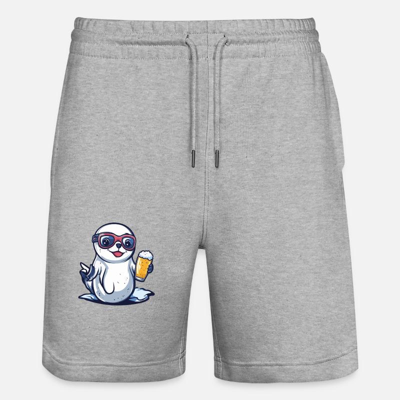 Robbe Tier Ski Bier - Stanley/Stella Unisex Bio Joggingshorts Trainer  - Grau meliert