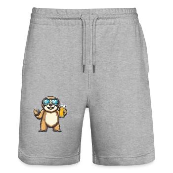 Faultier Ski Bier - Stanley/Stella Unisex Bio Joggingshorts Trainer  - Grau meliert - Vorne - Nik (191cm) & Marisol (170cm)