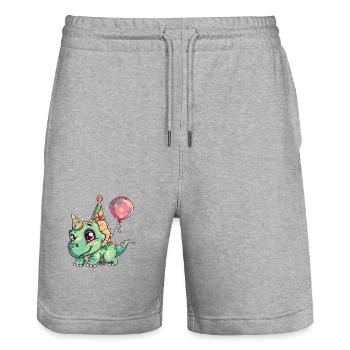 dinosaur triceratops birthday baby - Stanley/Stella Trainer Unisex Organic Jogging Shorts - heather grey - Front - Nik (191cm) & Marisol (170cm)