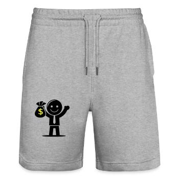 Geld Cash Hustle Geldsack - Stanley/Stella Unisex Bio Joggingshorts Trainer  - Grau meliert - Vorne - Nik (191cm) & Marisol (170cm)