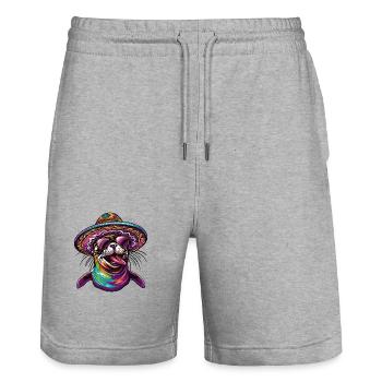 phoque animal drôle sombrero - Short de jogging bio TRAINER Stanley/Stella unisexe - gris chiné - Devant - Nik (191cm) & Marisol (170cm)