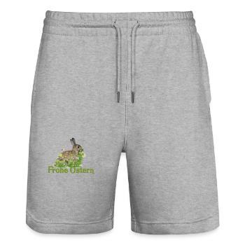 Frohe Ostern - Stanley/Stella Unisex Bio Joggingshorts Trainer  - Grau meliert - Vorne - Nik (191cm) & Marisol (170cm)