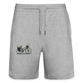 Roue Flower Power - Short de jogging bio TRAINER Stanley/Stella unisexe - gris chiné - Devant - Nik (191cm) & Marisol (170cm)