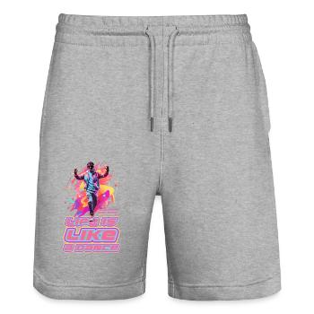 Dance - Stanley/Stella Trainer Unisex Organic Jogging Shorts - heather grey - Front - Nik (191cm) & Marisol (170cm)