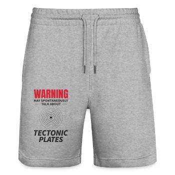 Tectonic Plates Geology Earth Science Warning - Stanley/Stella Trainer Unisex Organic Jogging Shorts - heather grey - Front - Nik (191cm) & Marisol (170cm)