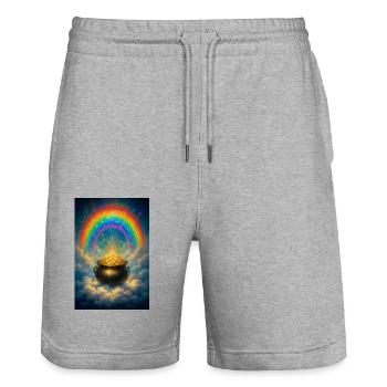 16 - Stanley/Stella Trainer Unisex Organic Jogging Shorts - heather grey - Front - Nik (191cm) & Marisol (170cm)