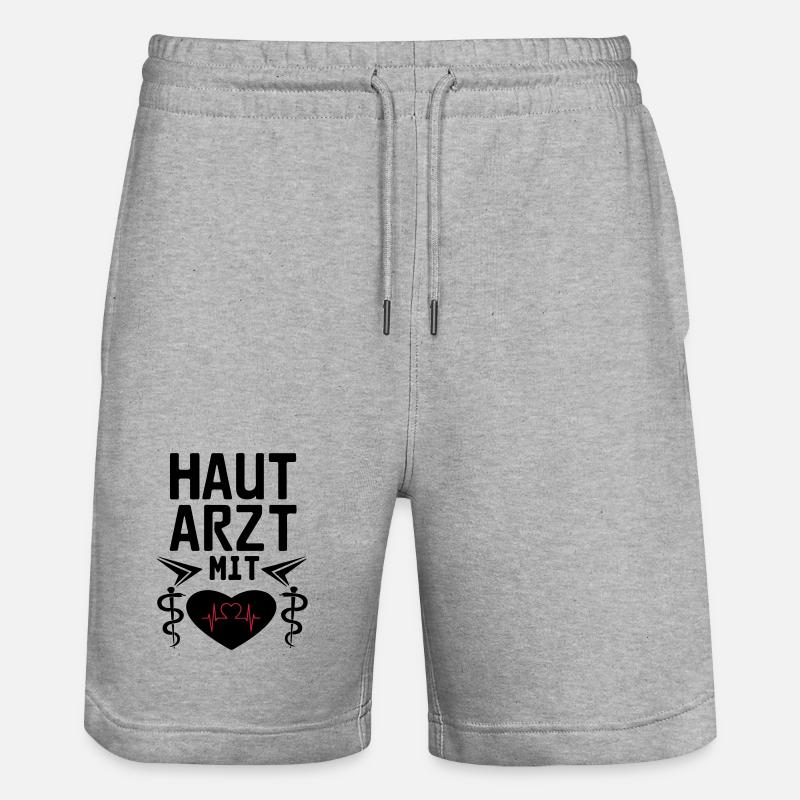 Hautarzt mit Herz Geschenk - Stanley/Stella Unisex Bio Joggingshorts Trainer  - Grau meliert