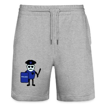 Polizist mit Schlagstock - Stanley/Stella Trainer Unisex Organic Jogging Shorts - heather grey - Front - Nik (191cm) & Marisol (170cm)