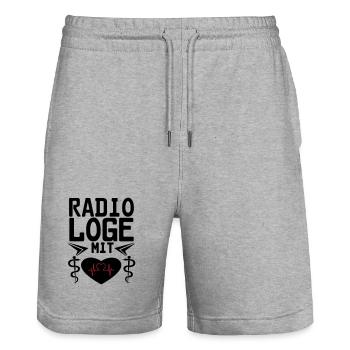 Radiologe mit Herz Geschenk - Stanley/Stella Unisex Bio Joggingshorts Trainer  - Grau meliert - Vorne - Nik (191cm) & Marisol (170cm)