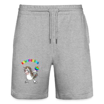 Bowlingcorn - Dabbing Unicorn Bowling - Dab - Stanley/Stella Trainer Unisex Organic Jogging Shorts - heather grey - Front - Nik (191cm) & Marisol (170cm)
