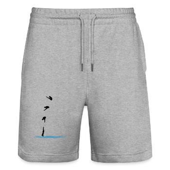High diving - Stanley/Stella Trainer Unisex Organic Jogging Shorts - heather grey - Front - Nik (191cm) & Marisol (170cm)