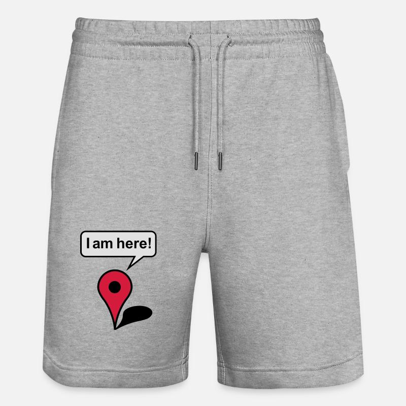 I am here! Google Maps - Short de jogging bio TRAINER Stanley/Stella unisexe - gris chiné