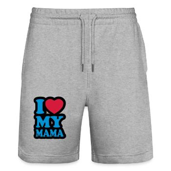 I love my mama - Ich liebe meine Mutter - Stanley/Stella Unisex Bio Joggingshorts Trainer  - Grau meliert - Vorne - Nik (191cm) & Marisol (170cm)