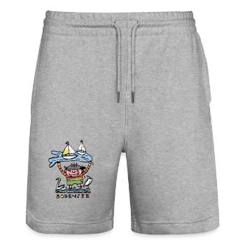 Bodensee - Stanley/Stella Unisex Bio Joggingshorts Trainer  - Grau meliert - Vorne - Nik (191cm) & Marisol (170cm)