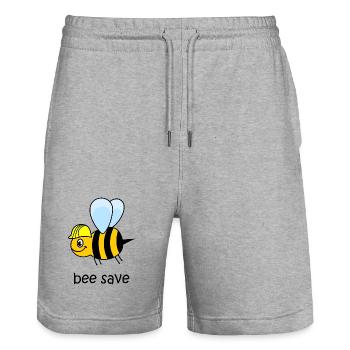 bee save, bee with helmet, funny bee, bee - Stanley/Stella Trainer Unisex Organic Jogging Shorts - heather grey - Front - Nik (191cm) & Marisol (170cm)