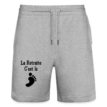 La Retraite c'est le pied - Short de jogging bio TRAINER Stanley/Stella unisexe - gris chiné - Devant - Nik (191cm) & Marisol (170cm)